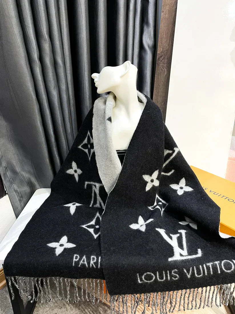 Luxury Reversible Monogram Knit Scarf