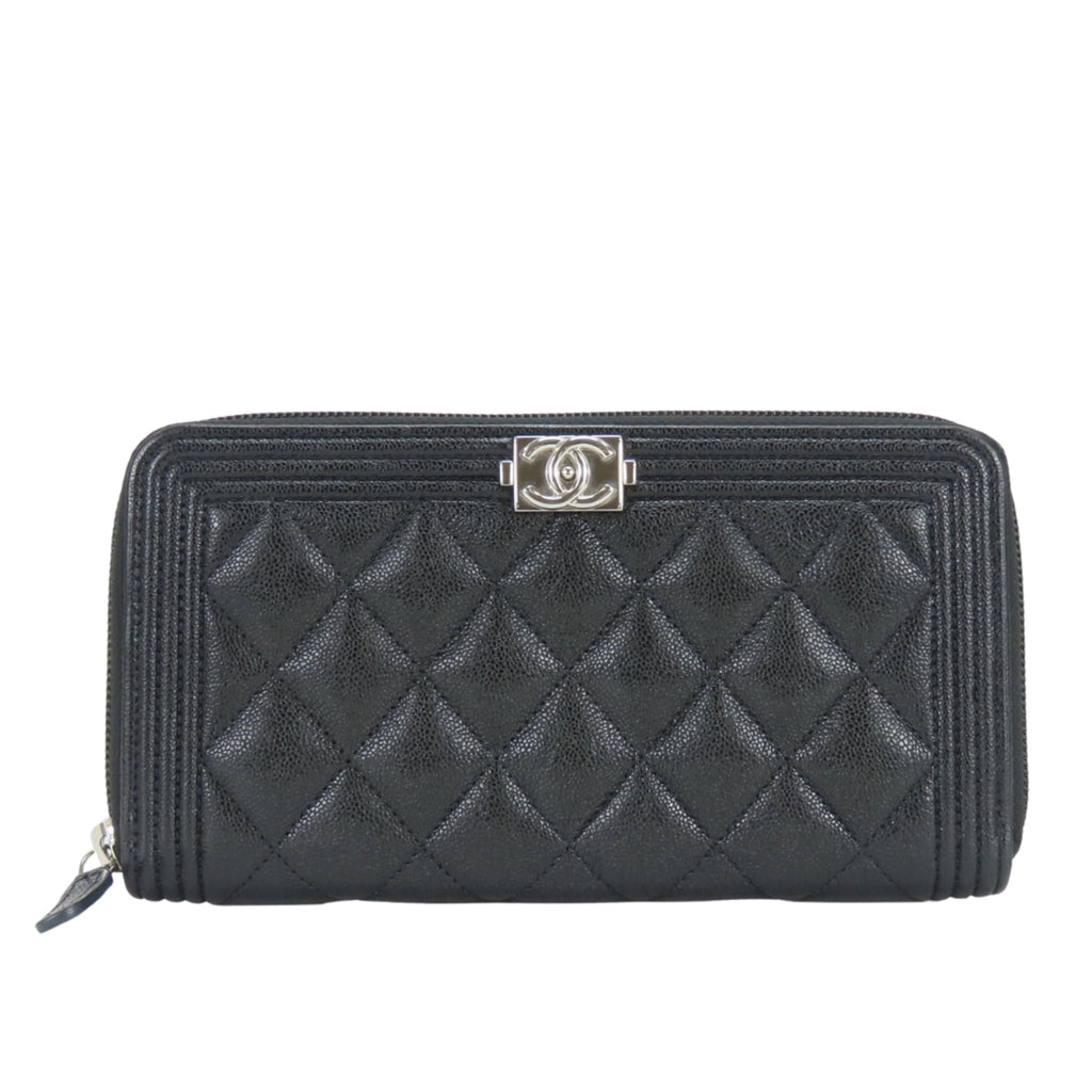 Boy Zip Around Wallet Quilted Caviar Long