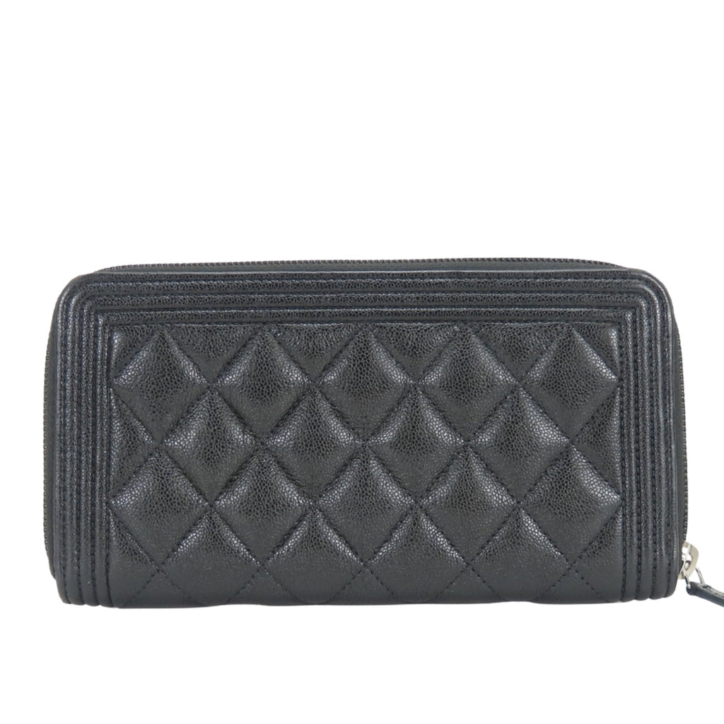 Boy Zip Around Wallet Quilted Caviar Long
