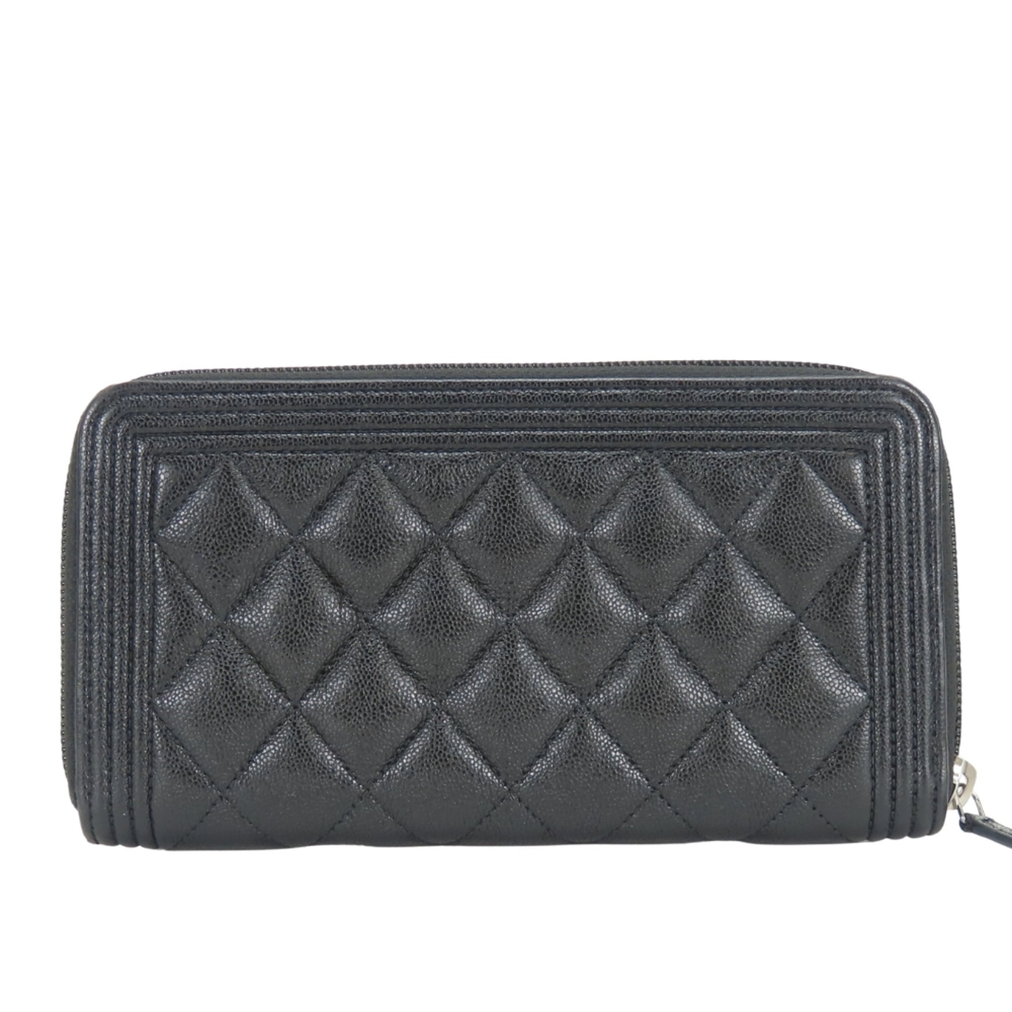 Boy Zip Around Wallet Quilted Caviar Long