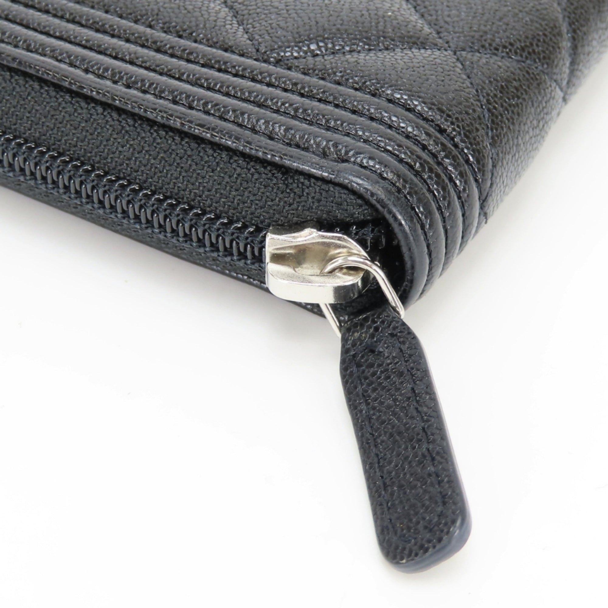Boy Zip Around Wallet Quilted Caviar Long