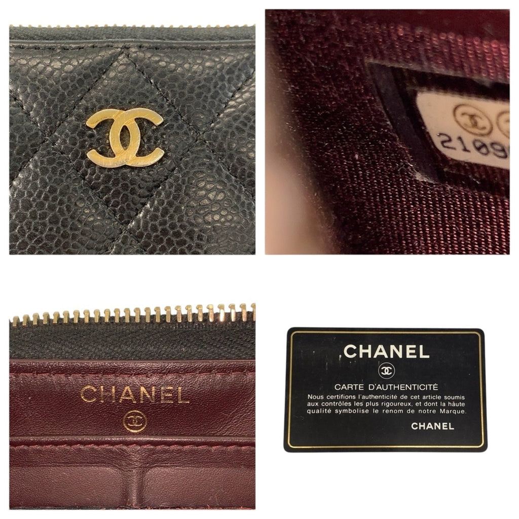 Zip Around Wallet Quilted Caviar Long