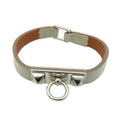 Bracelet Leather and Metal Gray