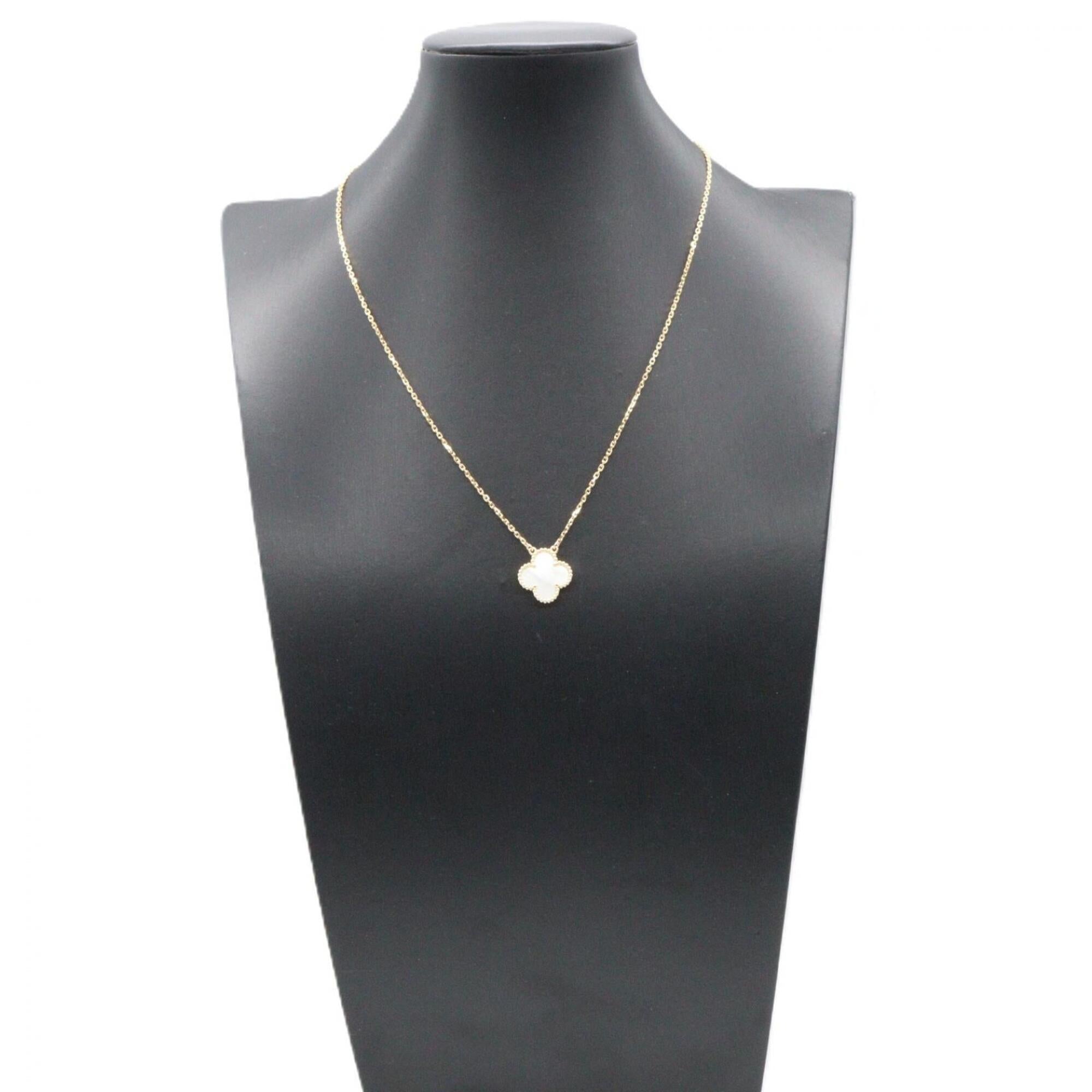 Vintage Alhambra Pendant Necklace 18K Yellow Gold and Mother of Pearl