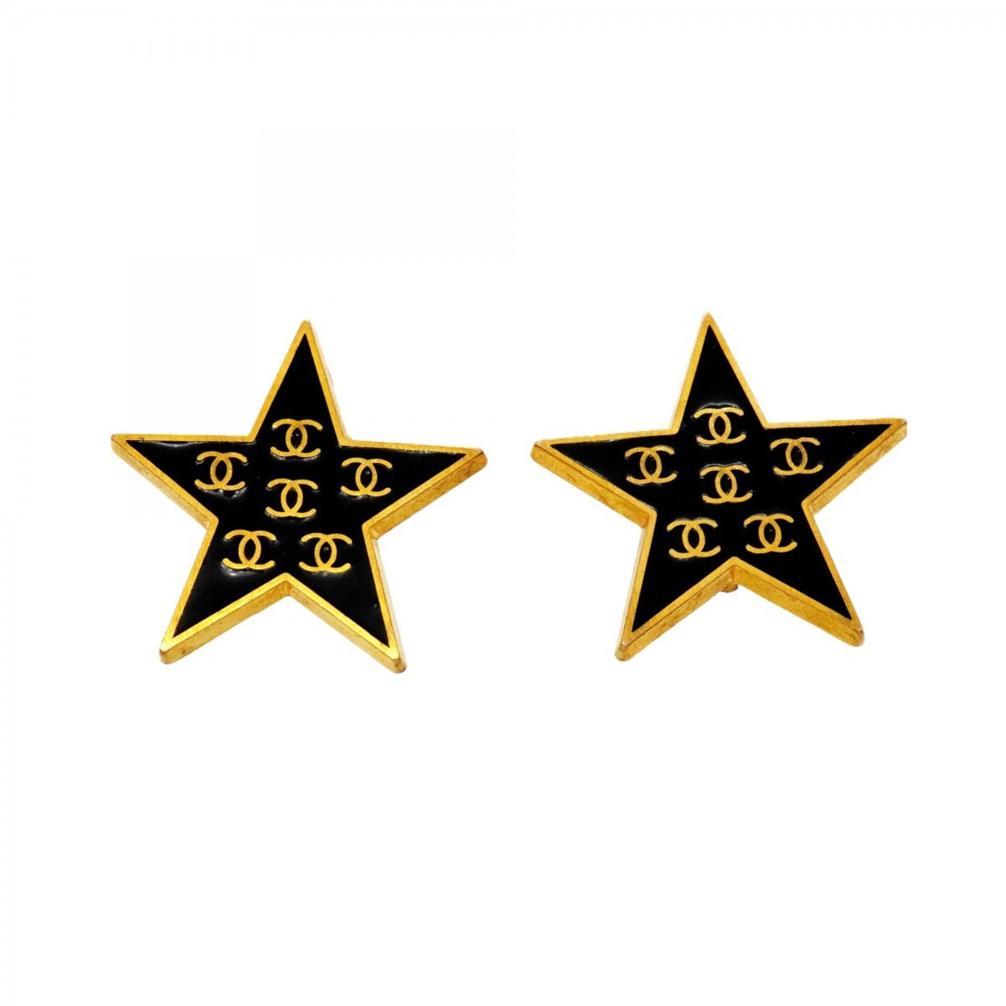 CC Logo Star Clip-On Earrings Metal Gold-Tone Metal