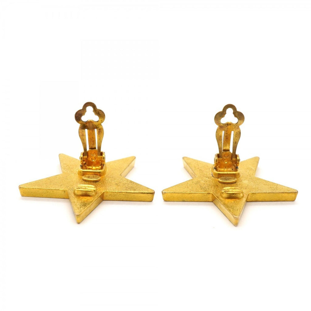 CC Logo Star Clip-On Earrings Metal Gold-Tone Metal