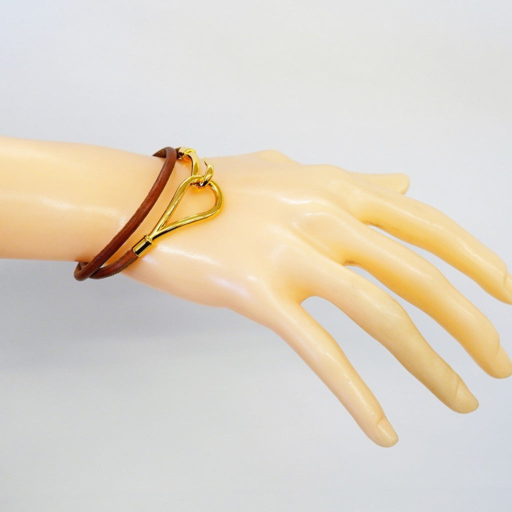Jumbo Hook Bracelet Gold and Leather