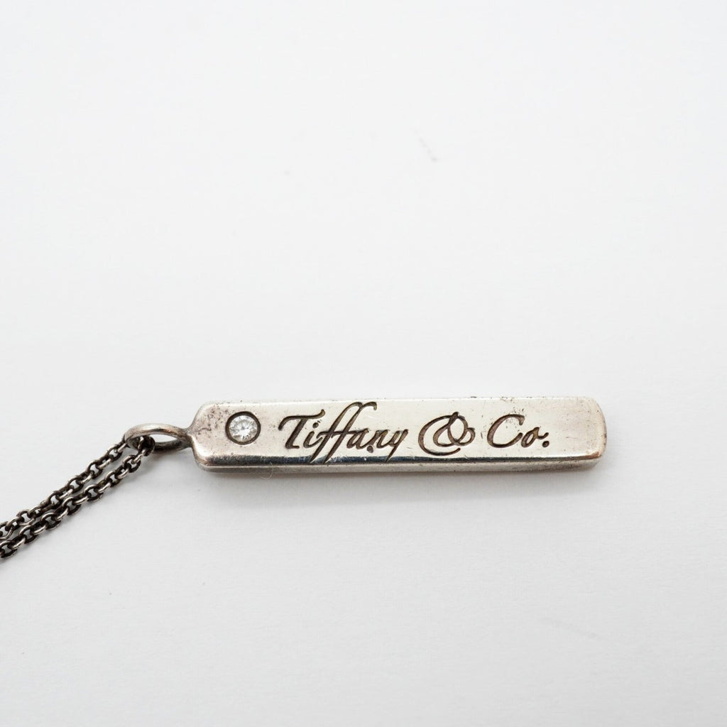 Notes Bar Pendant Necklace Sterling Silver with Diamond