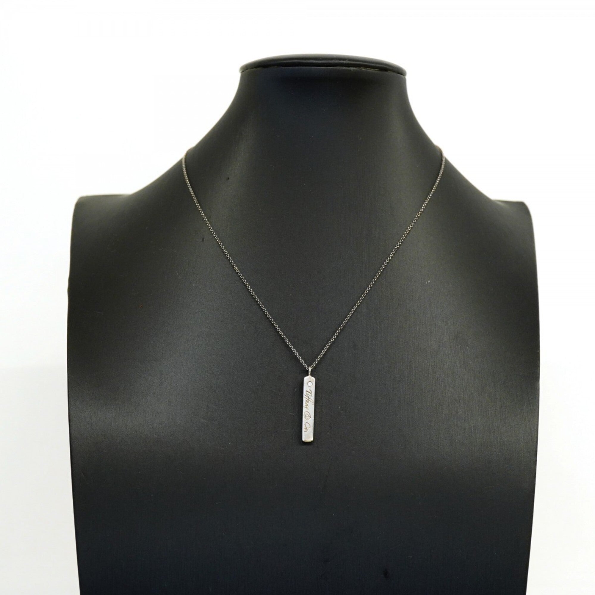 Notes Bar Pendant Necklace Sterling Silver with Diamond