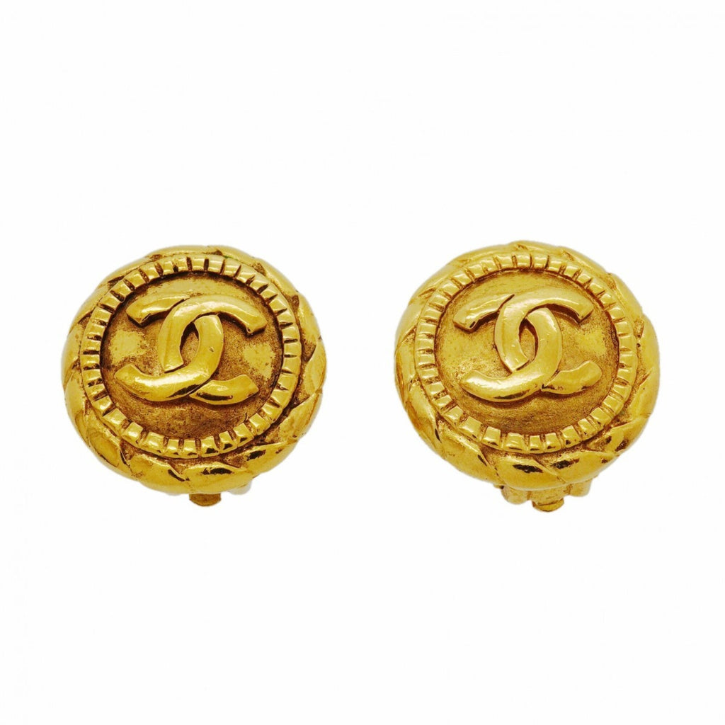 CC Logo Clip-On Earrings Metal Gold-Tone Metal