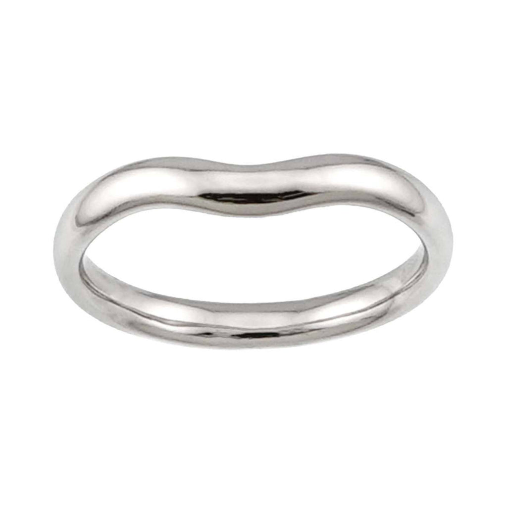 Wide Curved Band Ring Platinum