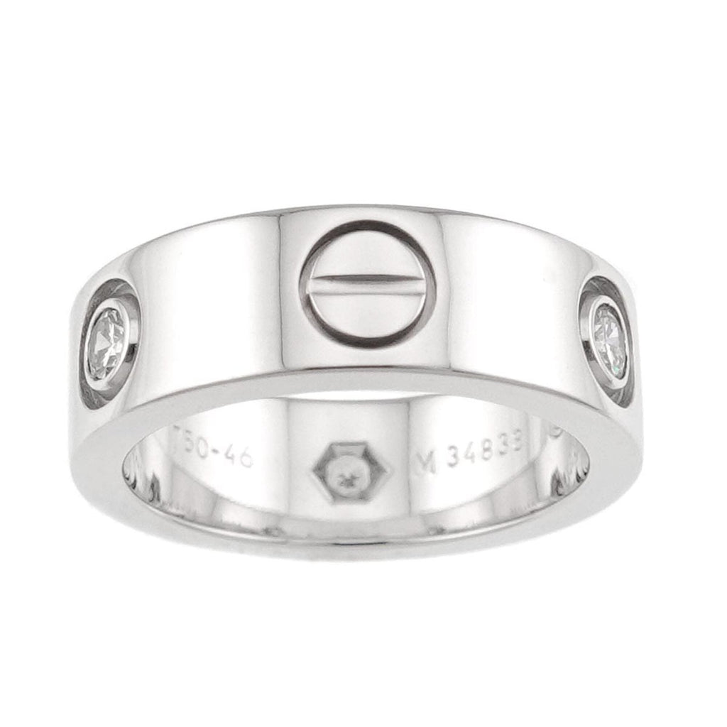 Love Ring 18K White Gold with Half Diamond