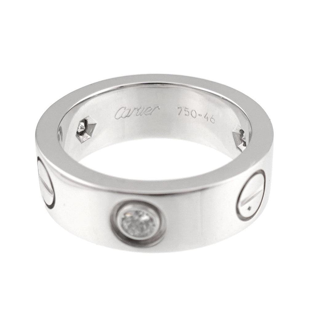 Love Ring 18K White Gold with Half Diamond