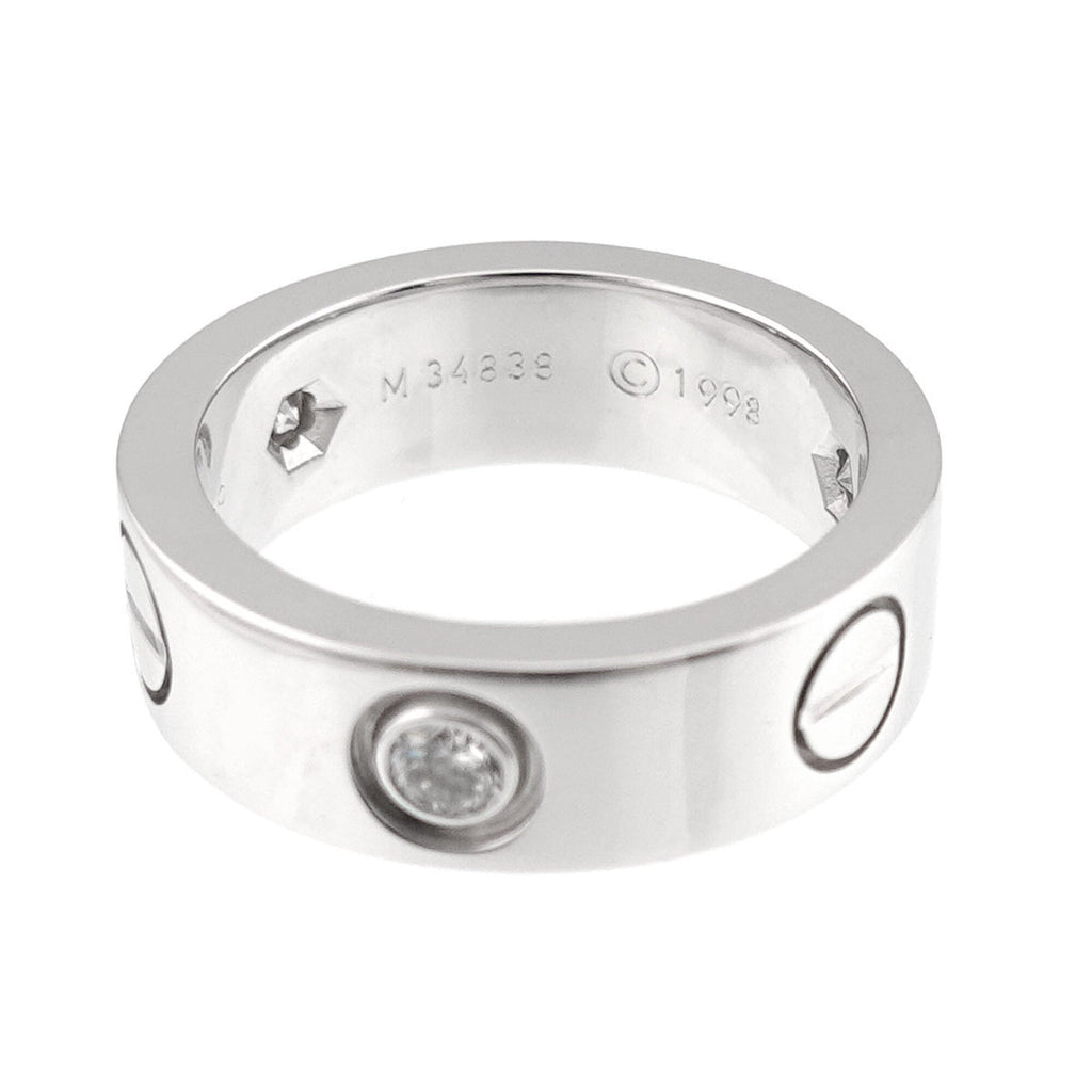 Love Ring 18K White Gold with Half Diamond