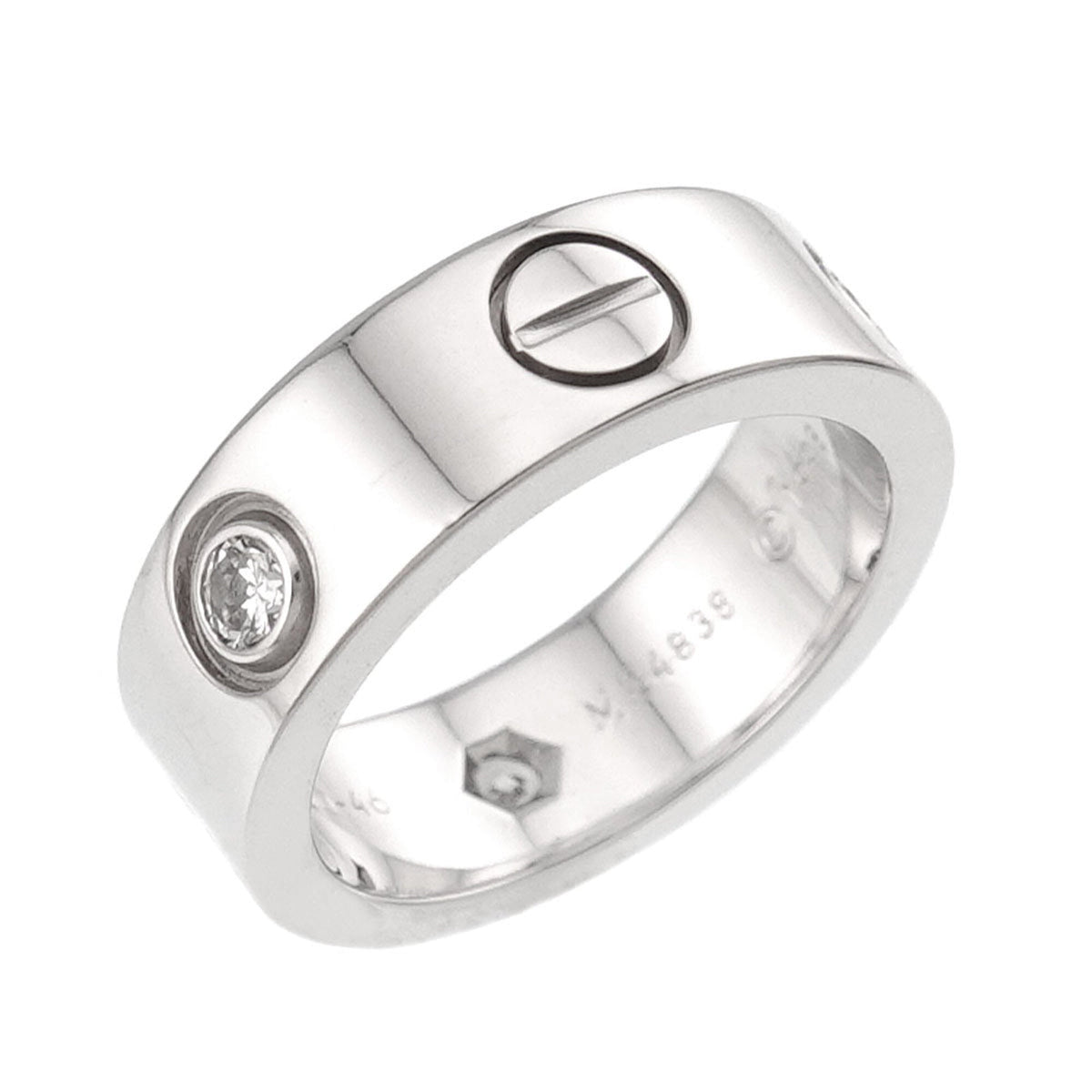 Love Ring 18K White Gold with Half Diamond