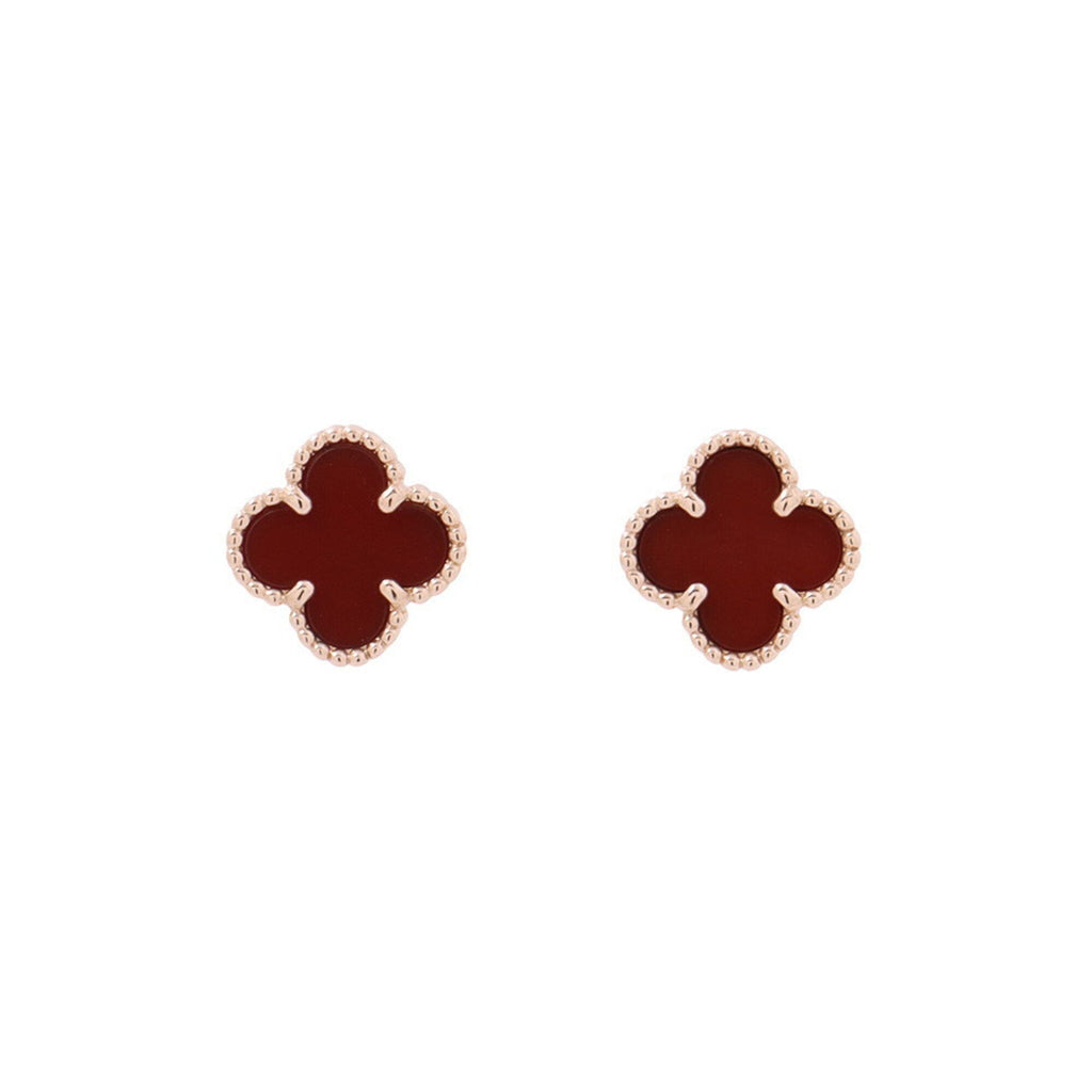 Sweet Alhambra Earrings 18K Rose Gold and Carnelian 18K Rose Gold