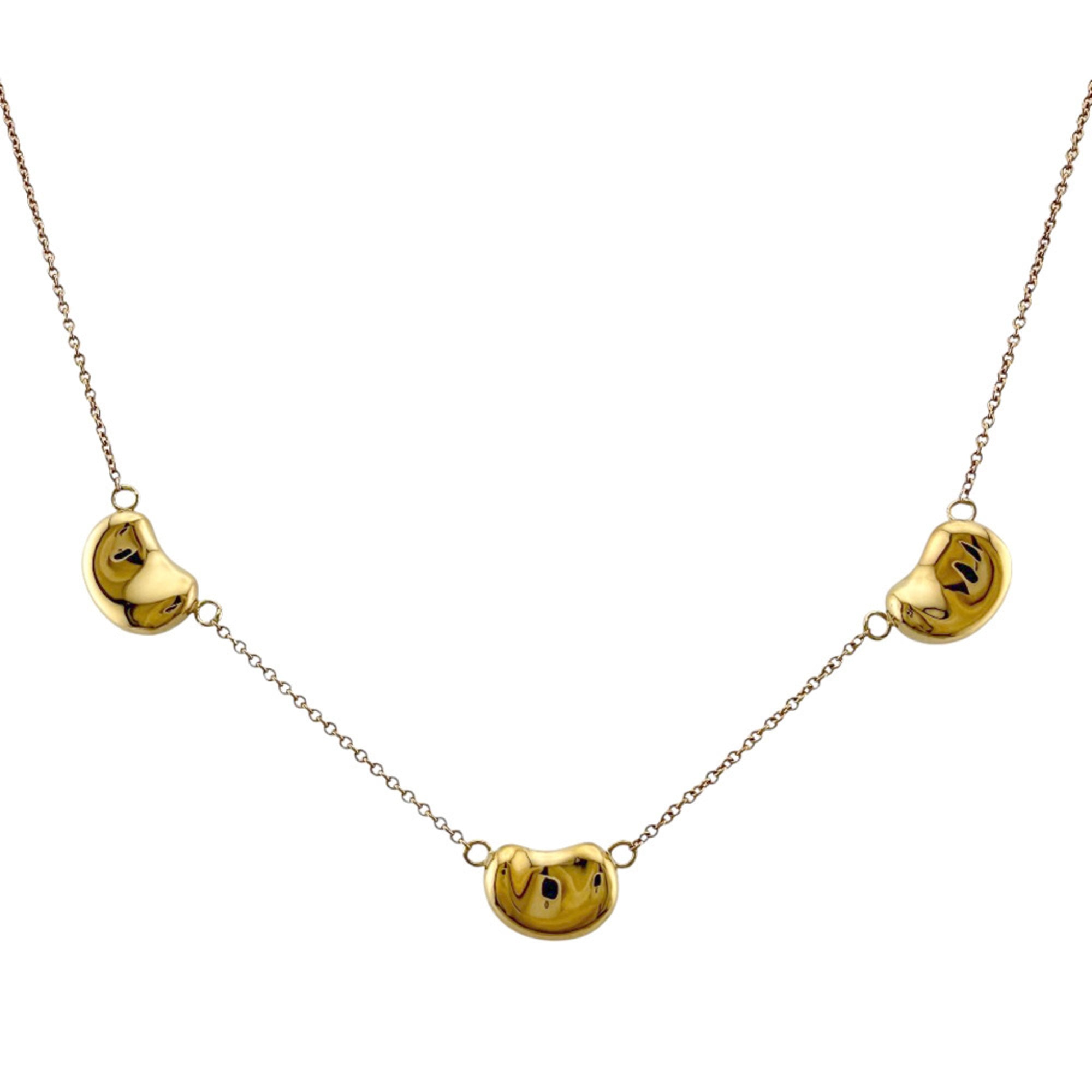 Bean Pendant Necklace 18K Yellow Gold 7.5mm
