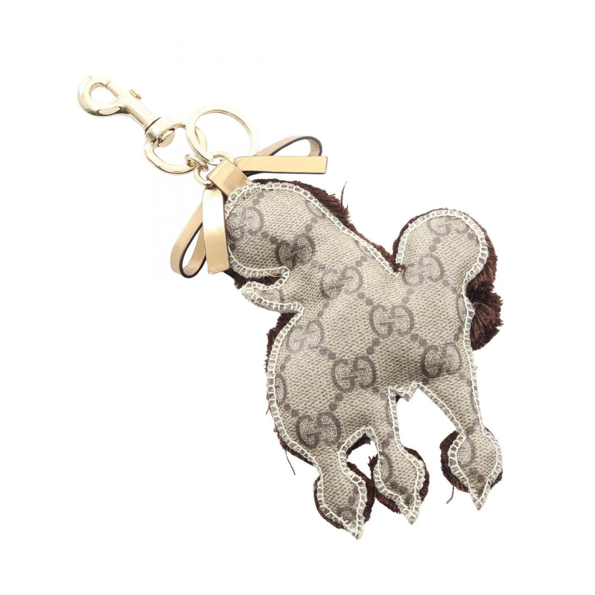 Charm Fur and Leather Beige and Brown Handbag Charm