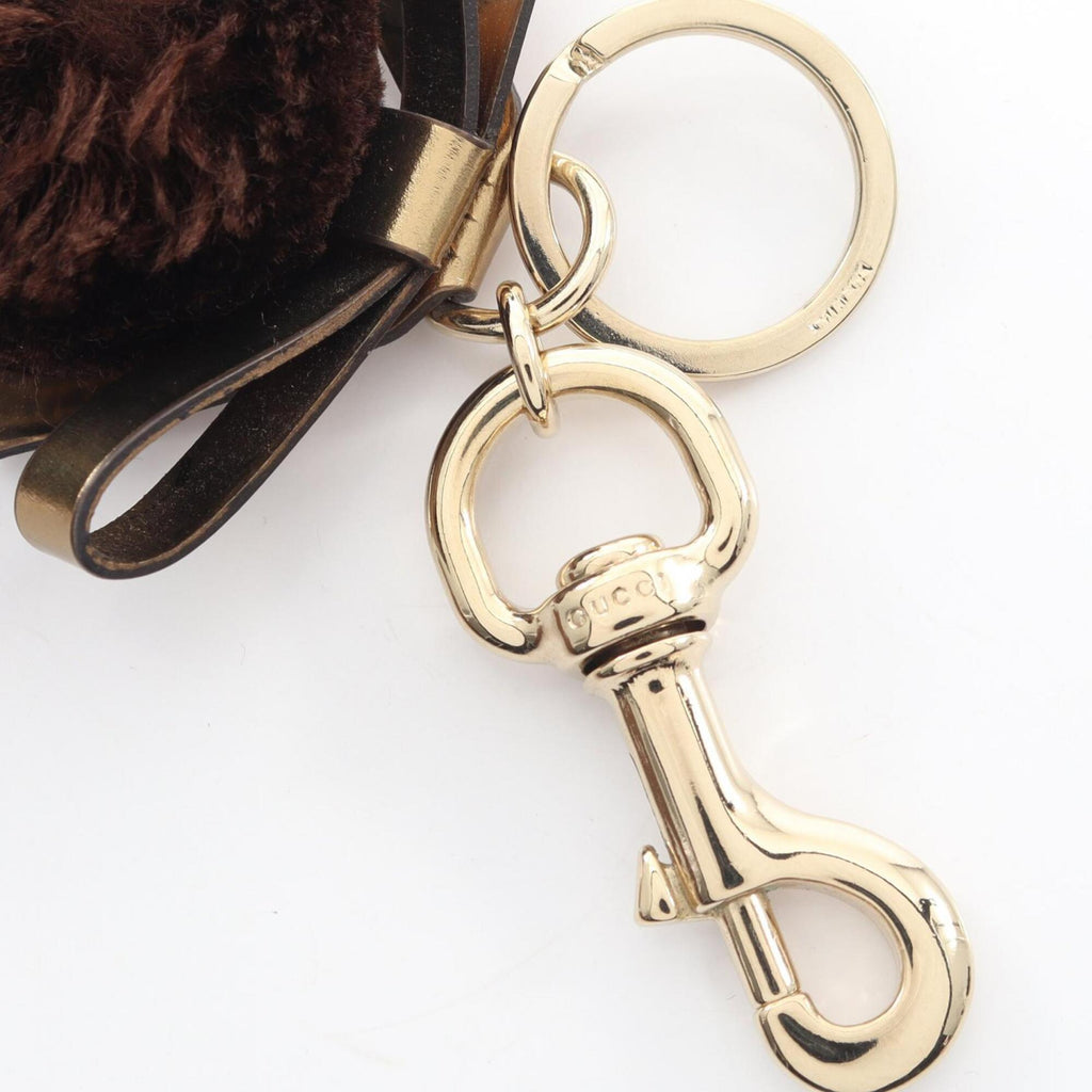 Charm Fur and Leather Beige and Brown Handbag Charm