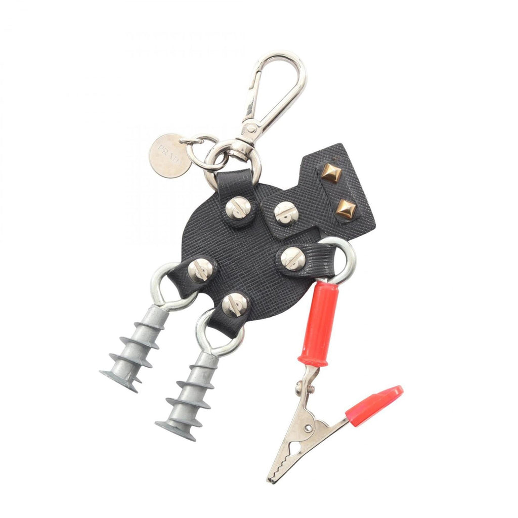 Charm Leather and Metal Black Red Silver Handbag Charm