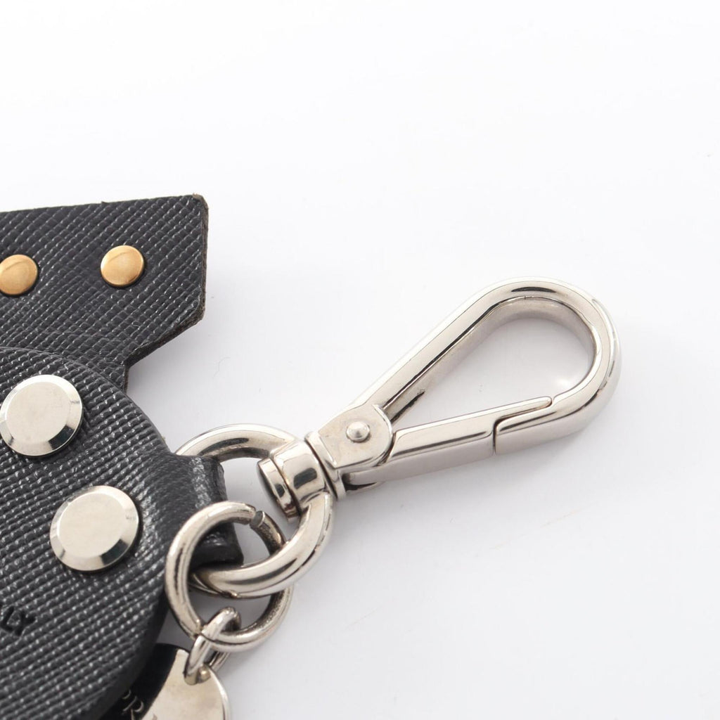 Charm Leather and Metal Black Red Silver Handbag Charm
