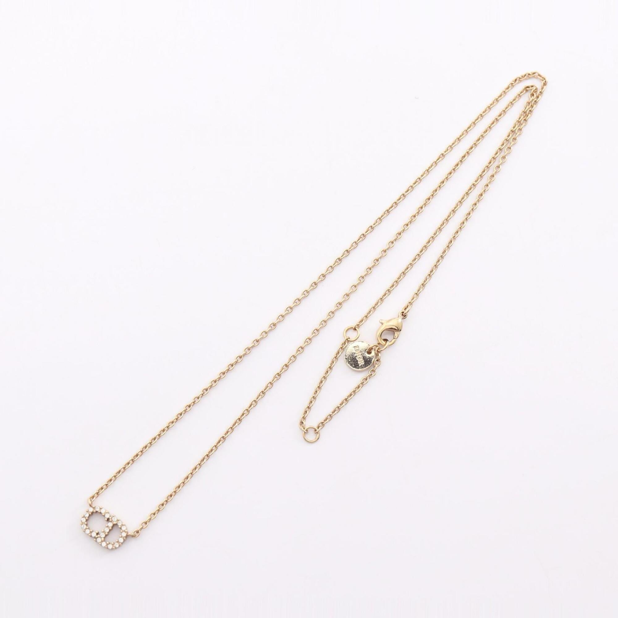 Pendant Necklace Gold and Rhinestone
