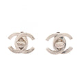 CC Logo Turnlock Clip-On Earrings Silver-Tone Metal Silver-Tone Metal