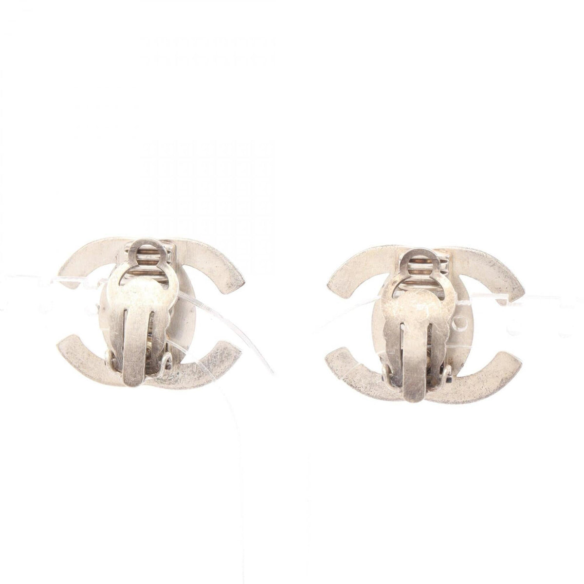 CC Logo Turnlock Clip-On Earrings Silver-Tone Metal Silver-Tone Metal