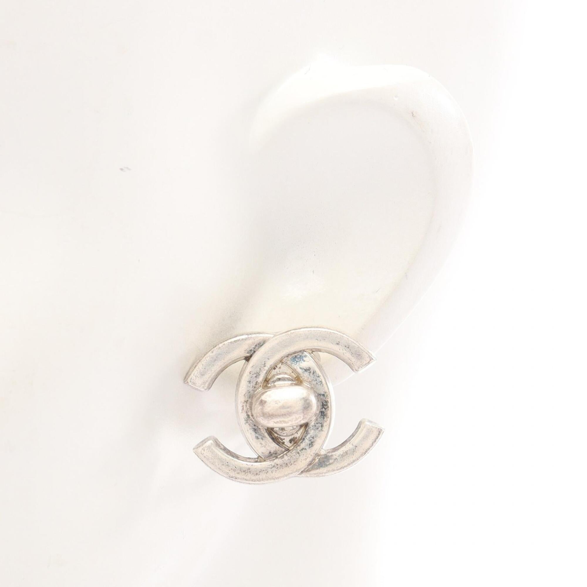 CC Logo Turnlock Clip-On Earrings Silver-Tone Metal Silver-Tone Metal