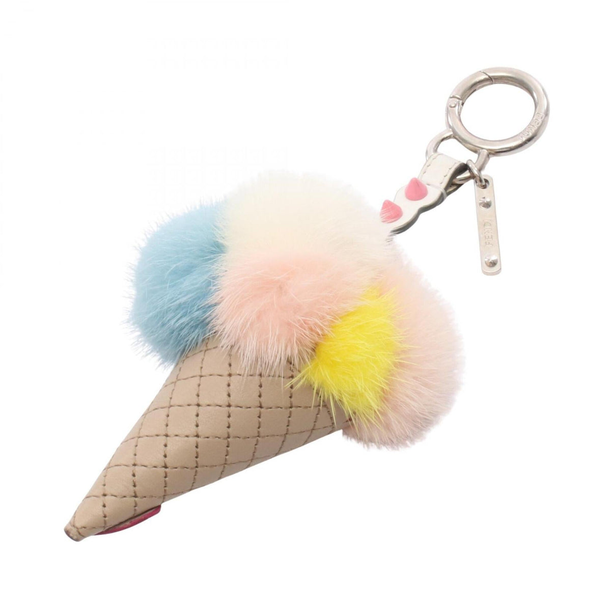 Charm Fur and Leather Beige Multicolor Handbag Charm
