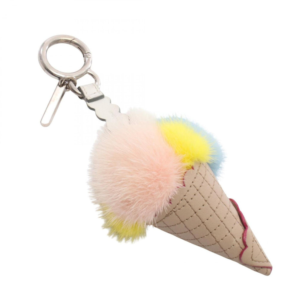 Charm Fur and Leather Beige Multicolor Handbag Charm