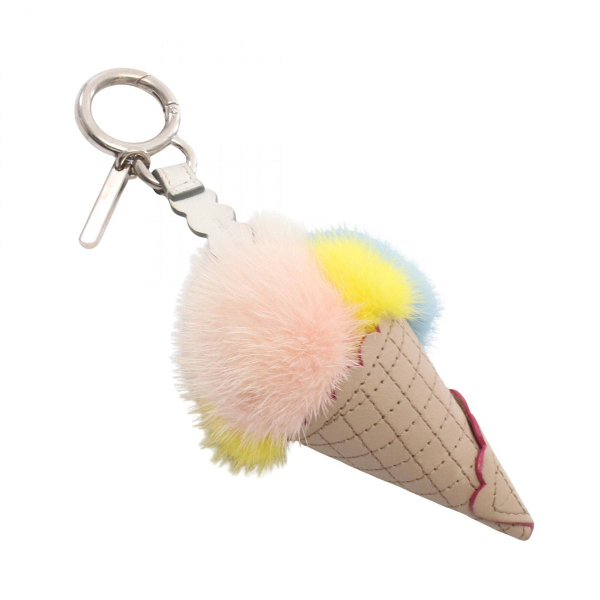 Charm Fur and Leather Beige Multicolor Handbag Charm