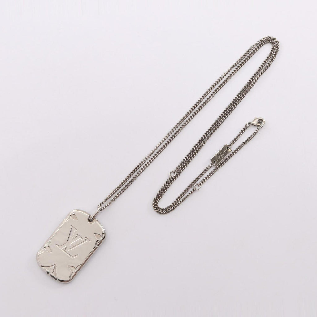 Monogram Pendant Necklace Metal Silver