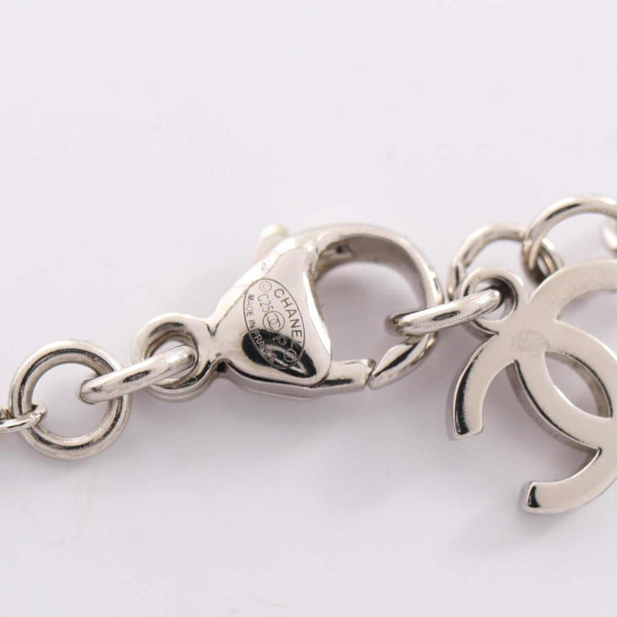 CC Logo Heart Pendant Necklace Silver-Tone Metal