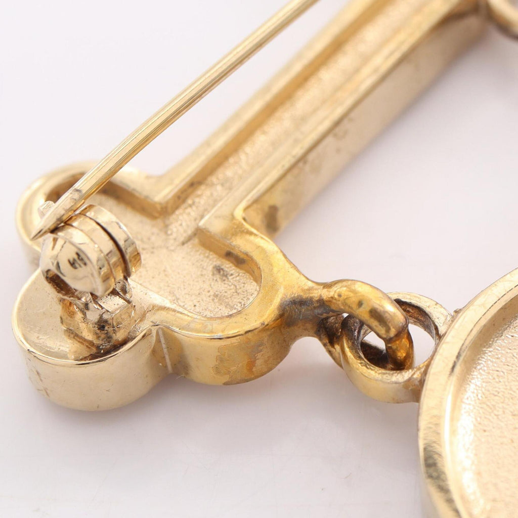 CC Logo Heart Lock Brooch Metal