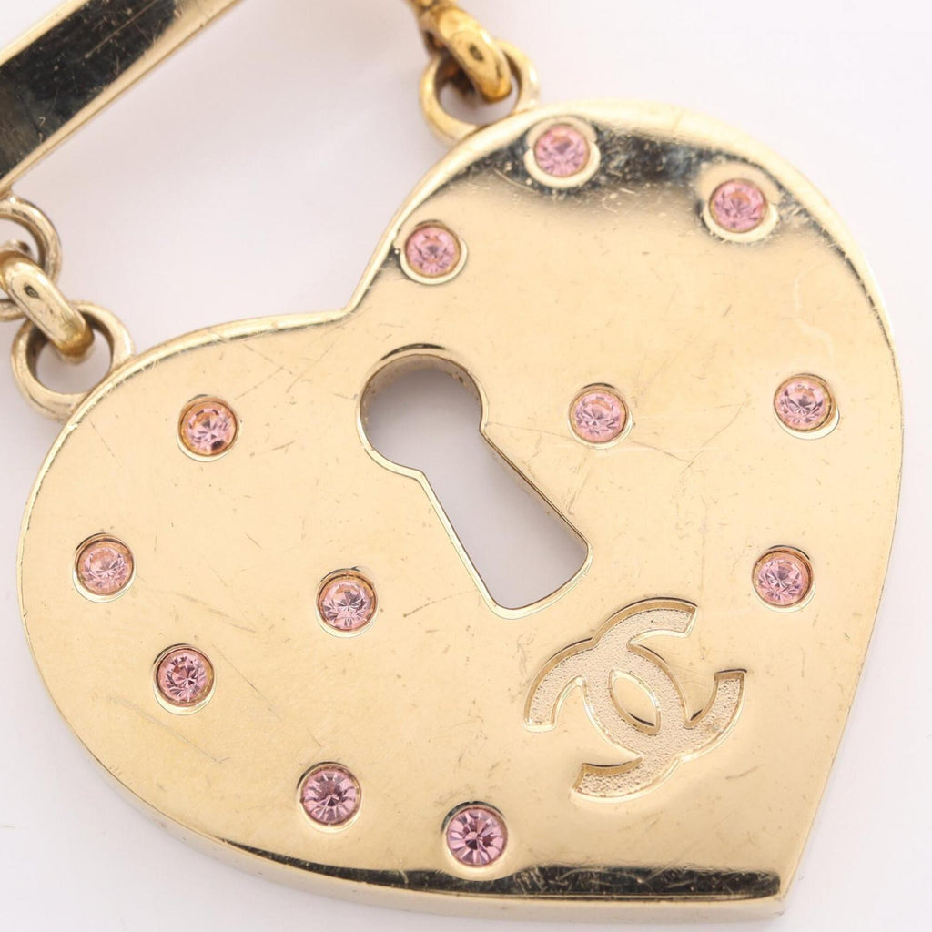 CC Logo Heart Lock Brooch Metal