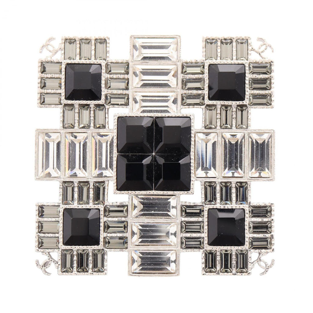 CC Logo Brooch Silver-Tone Metal