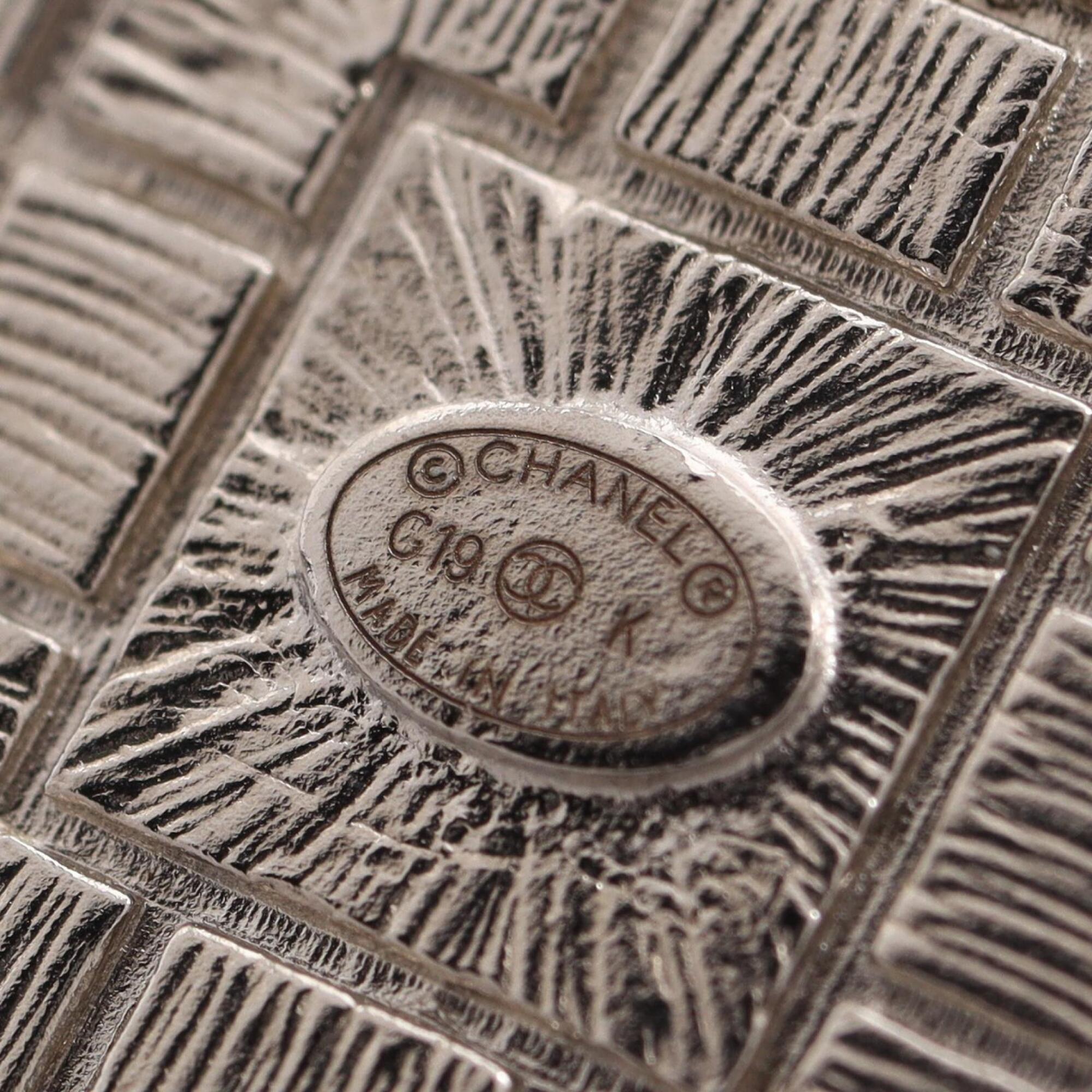 CC Logo Brooch Silver-Tone Metal