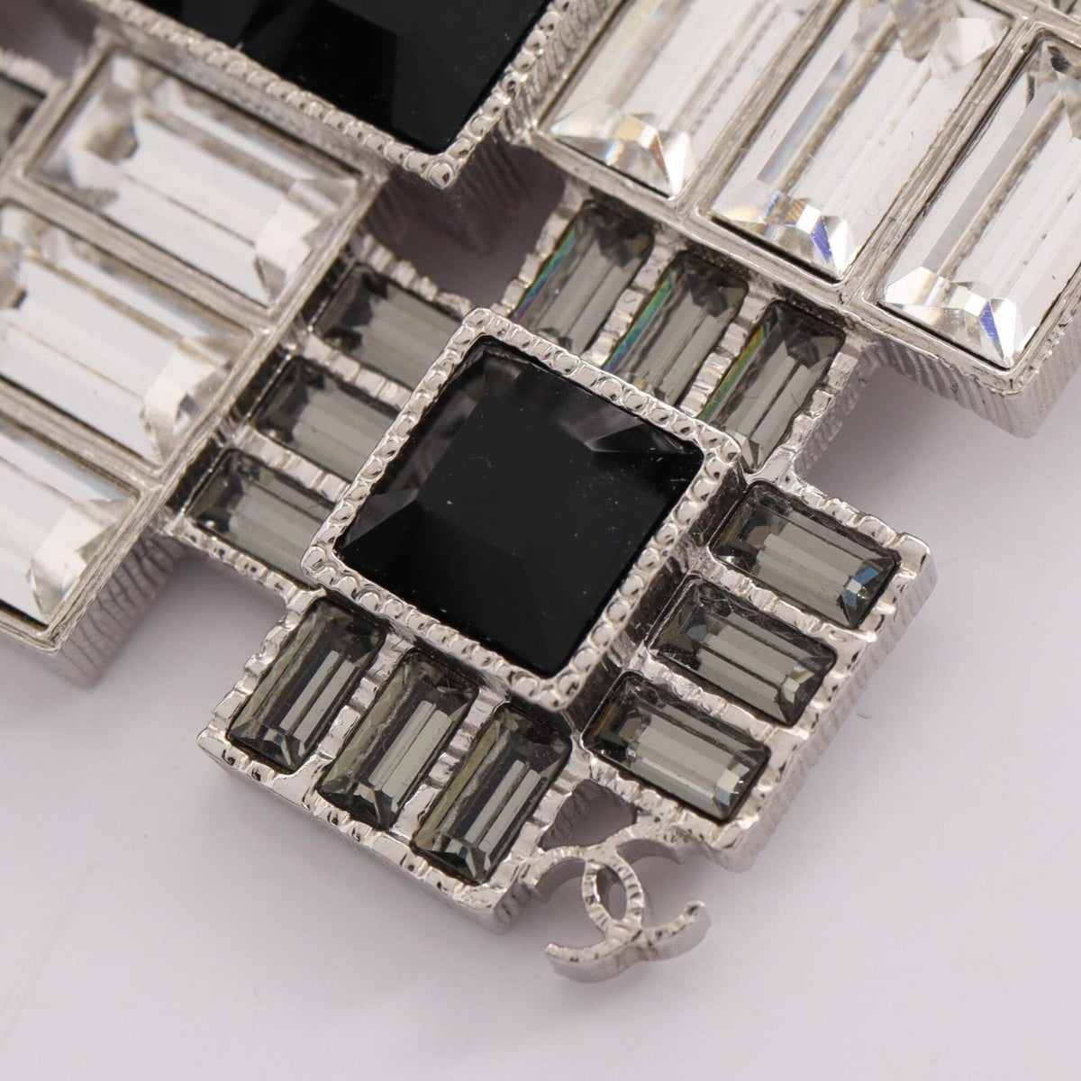CC Logo Brooch Silver-Tone Metal