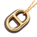 O'Maillon Chaine d'Ancre Etoupe Pendant Necklace Swift Leather Gold and Gray