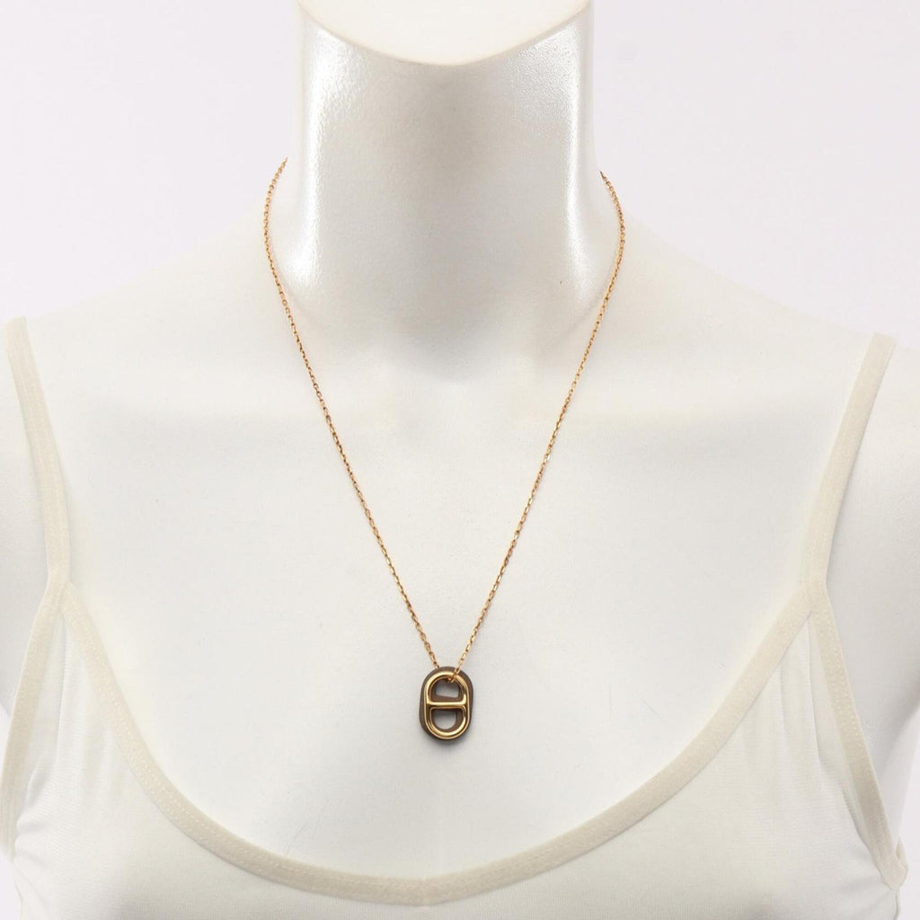 O'Maillon Chaine d'Ancre Etoupe Pendant Necklace Swift Leather Gold and Gray