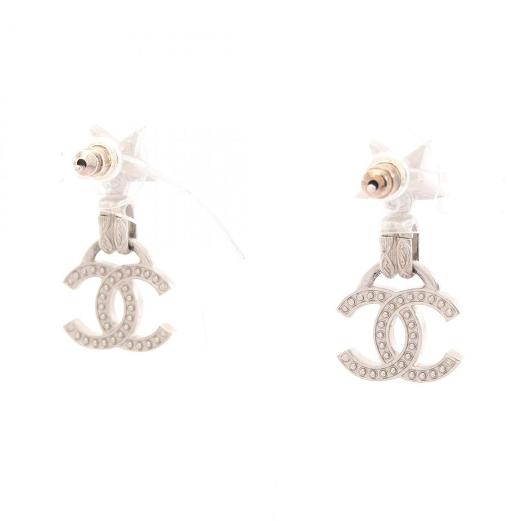 CC Logo Star Earrings Silver-Tone Metal