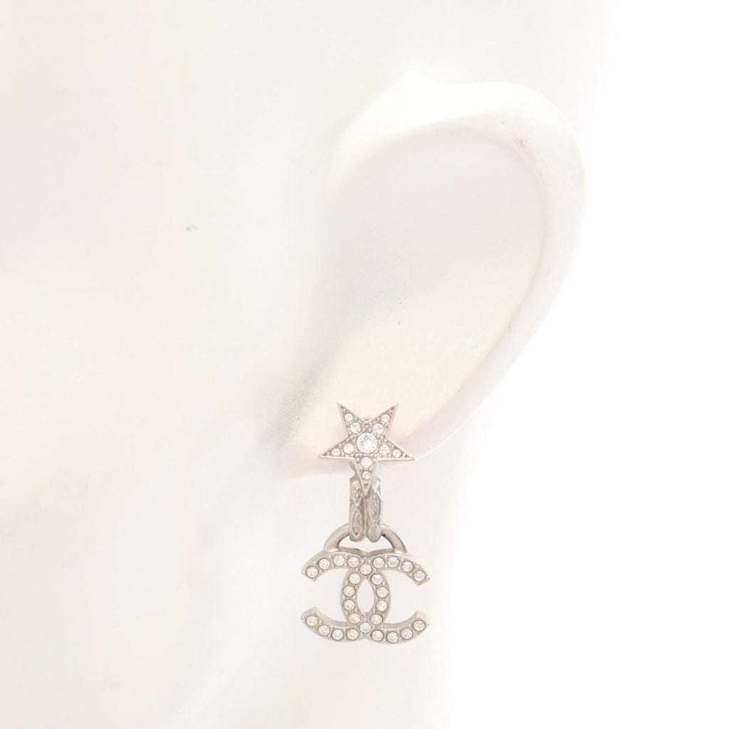 CC Logo Star Earrings Silver-Tone Metal