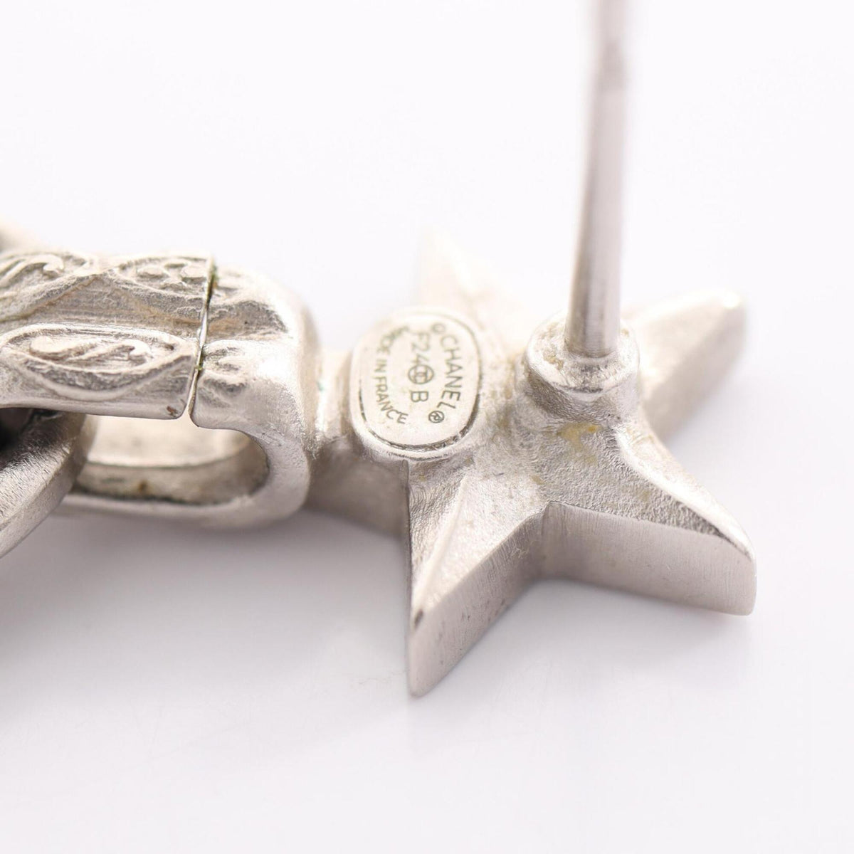CC Logo Star Earrings Silver-Tone Metal