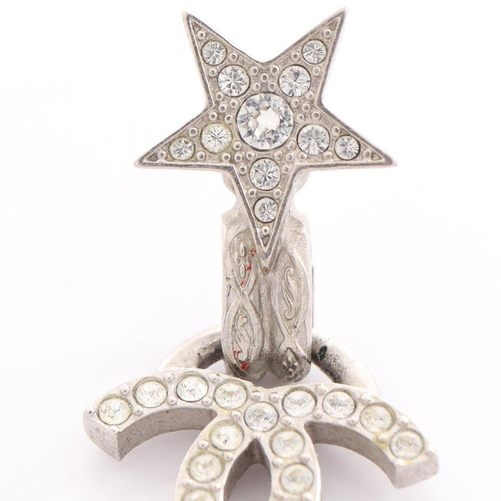 CC Logo Star Earrings Silver-Tone Metal