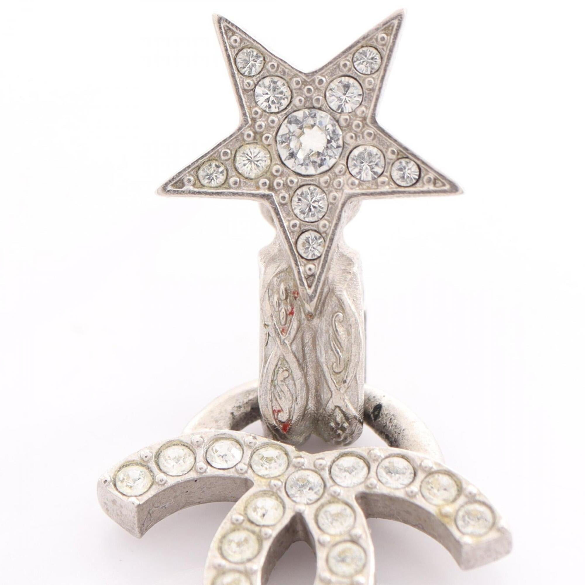 CC Logo Star Earrings Silver-Tone Metal
