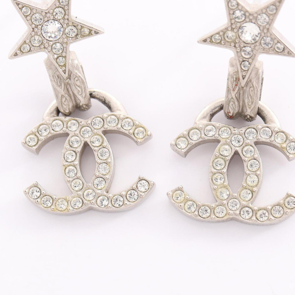 CC Logo Star Earrings Silver-Tone Metal