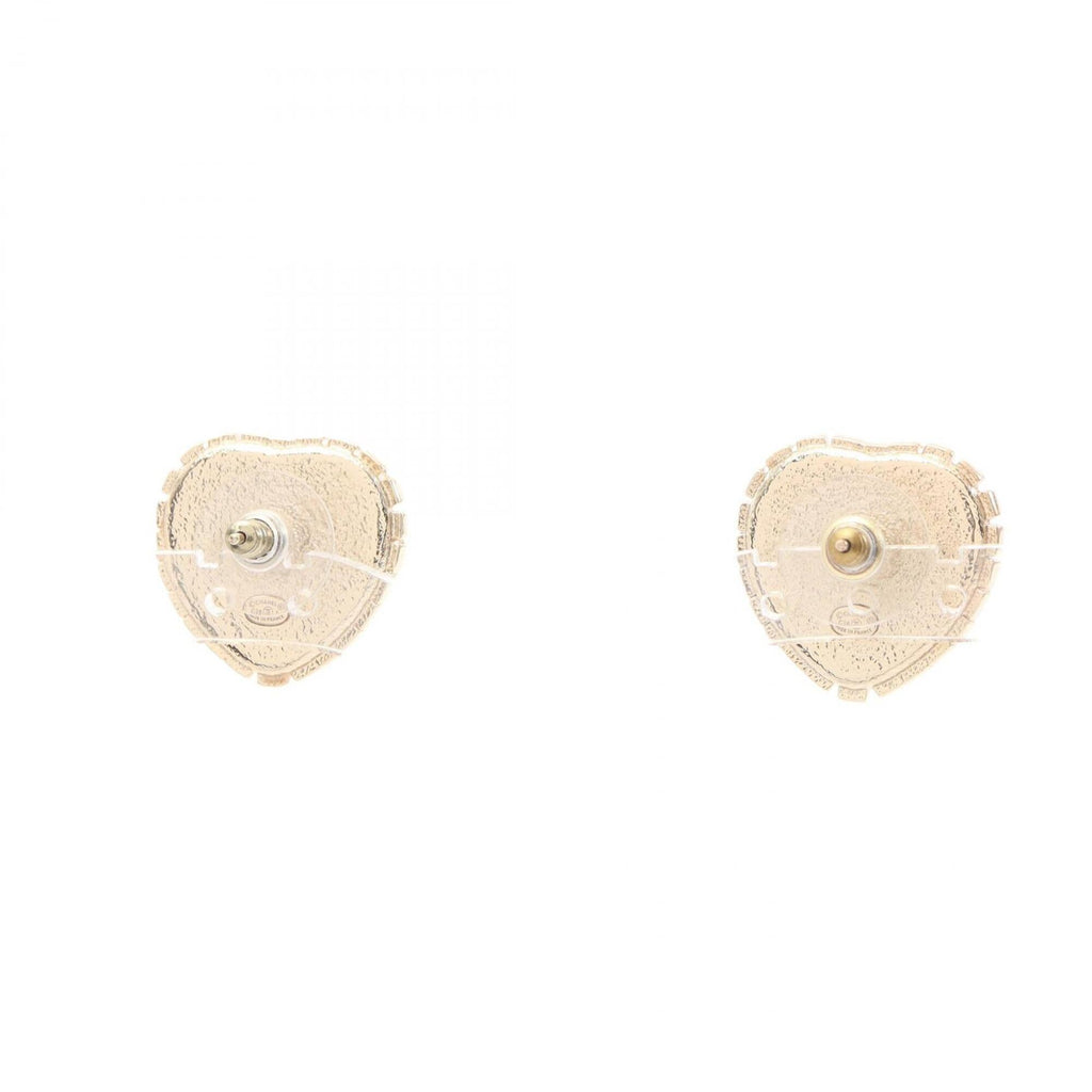 CC Logo Heart Earrings Metal Gold-Tone Metal