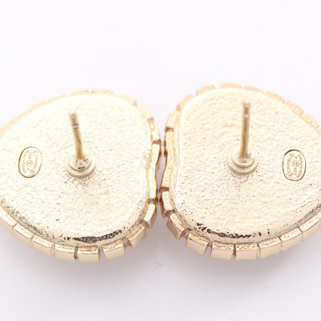 CC Logo Heart Earrings Metal Gold-Tone Metal