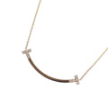 T Smile Pendant Necklace 18K Rose Gold with Diamonds